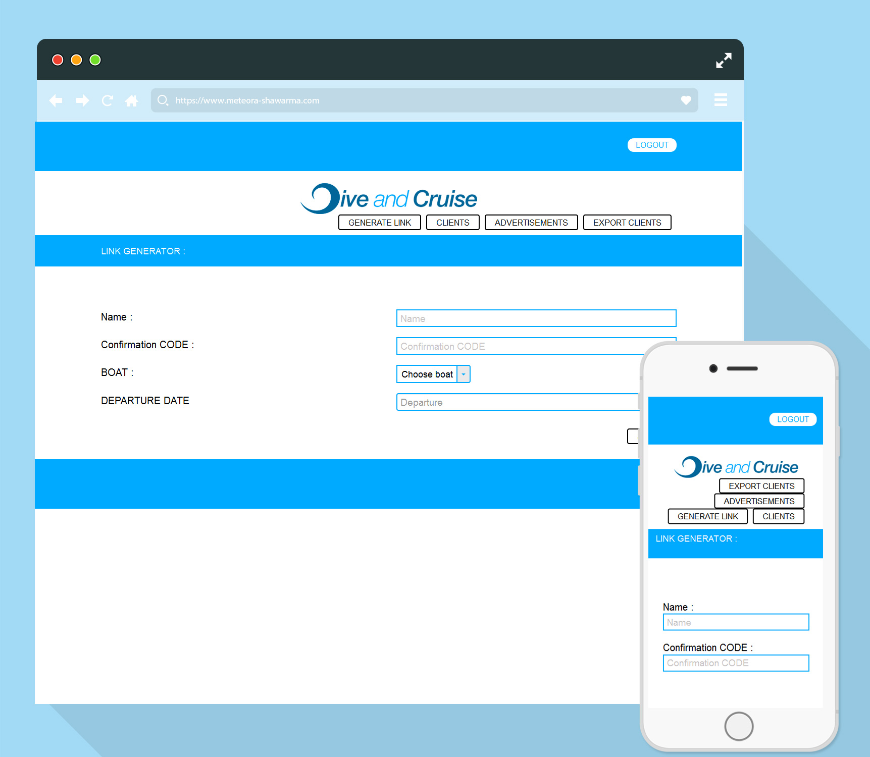 Software Product Preview of Dive and Cruise Admin System