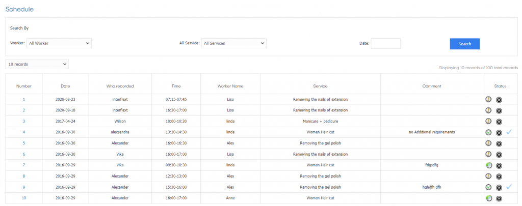 schedule of scheduler desk